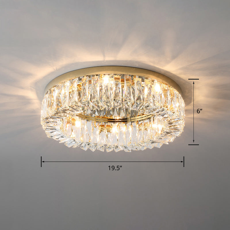 Circular Crystal Ceiling Light Fixture for Modern Living Room - Flush-Mount Design