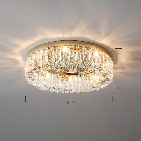 Circular Crystal Ceiling Light Fixture for Modern Living Room - Flush-Mount Design