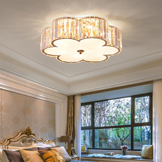 Champagne Flower Crystal Flush Mount Ceiling Light - Elegant 6-Light Fixture