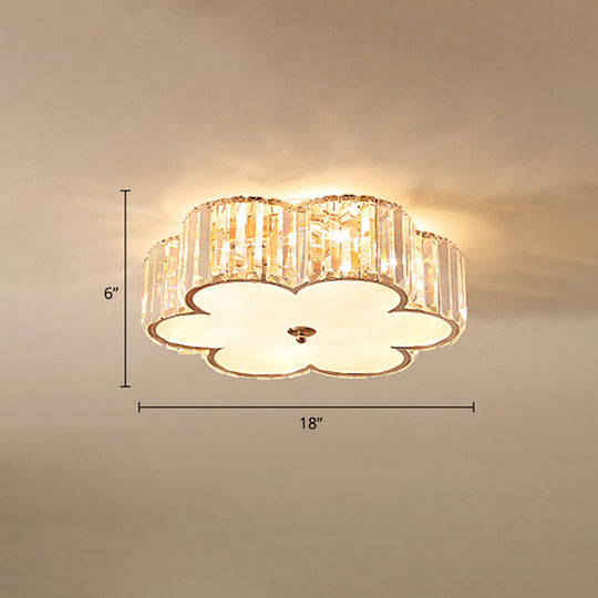 Champagne Flower Crystal Flush Mount Ceiling Light - Elegant 6-Light Fixture