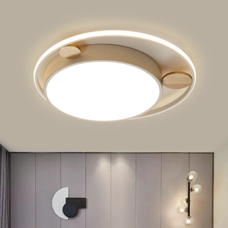 White LED Round Flush Mount Ceiling Light for Minimalist Bedrooms