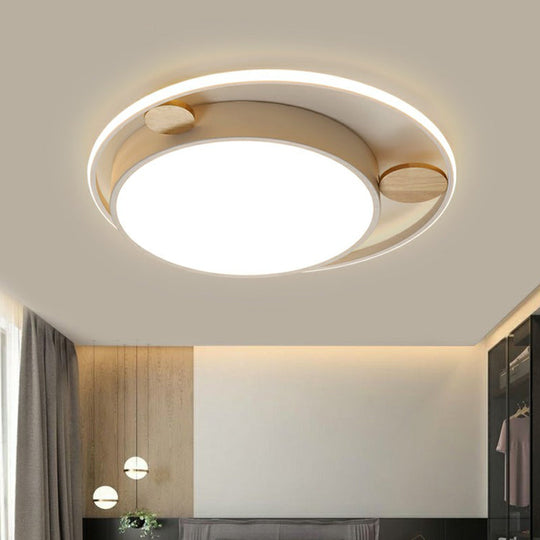 White LED Round Flush Mount Ceiling Light for Minimalist Bedrooms