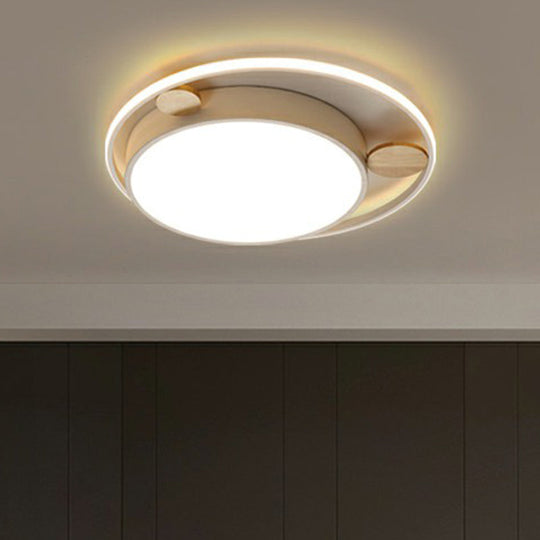 White LED Round Flush Mount Ceiling Light for Minimalist Bedrooms