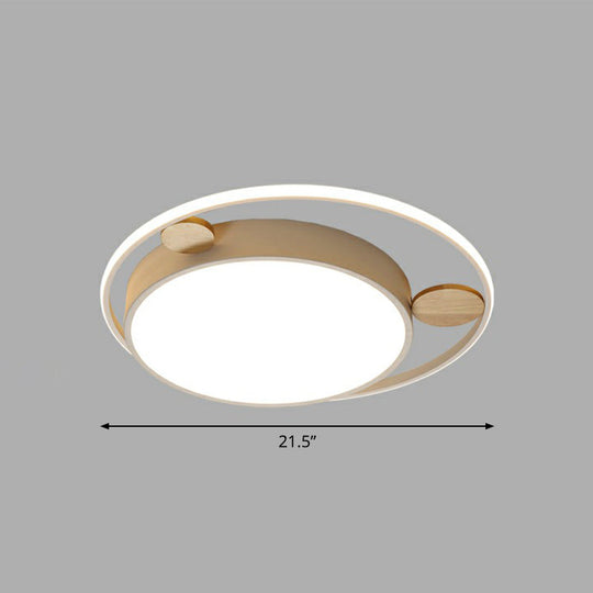 White LED Round Flush Mount Ceiling Light for Minimalist Bedrooms