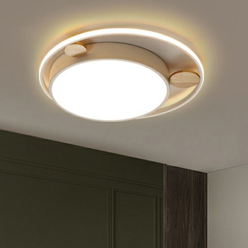 White LED Round Flush Mount Ceiling Light for Minimalist Bedrooms