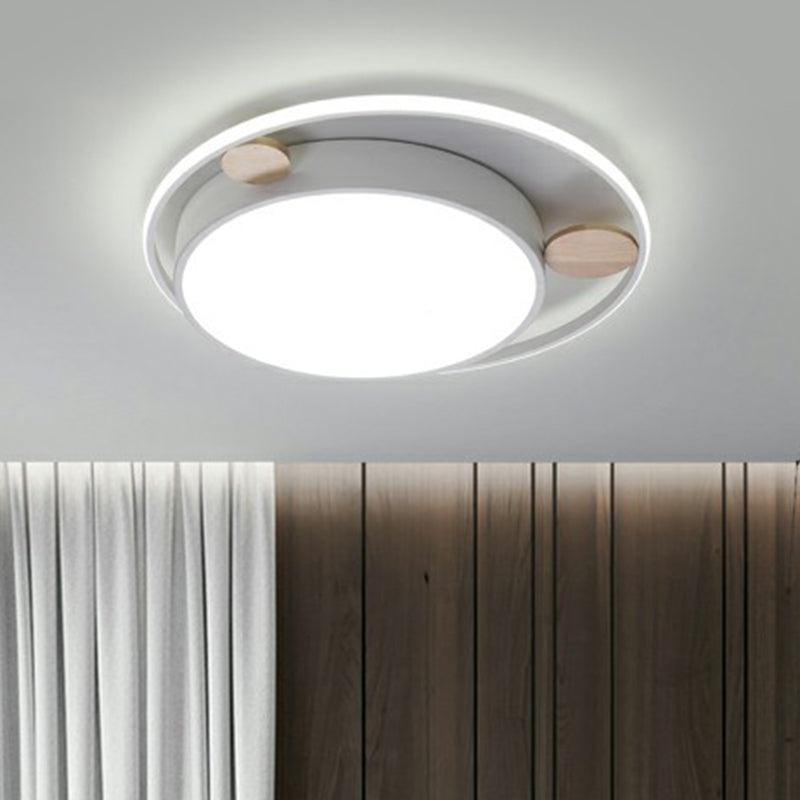 White LED Round Flush Mount Ceiling Light for Minimalist Bedrooms