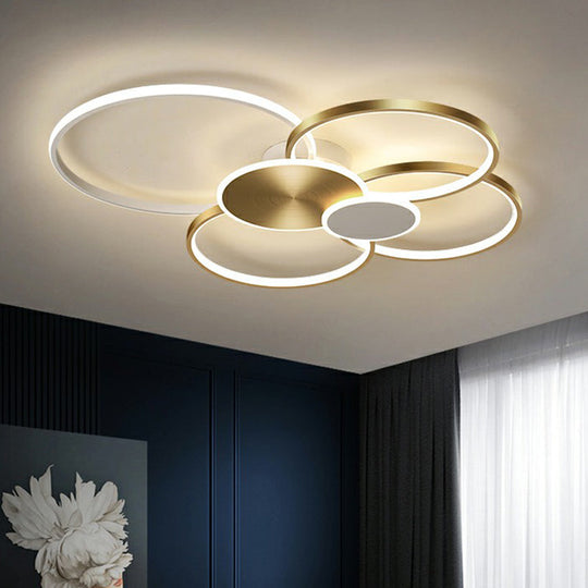 Modern LED Metal Flush Ceiling Light for Living Room - Circular Design, Flush Mounted