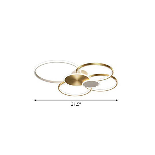 Modern Led Metal Flush Ceiling Light For Living Room - Circular Design Mounted Gold / 31.5 Remote