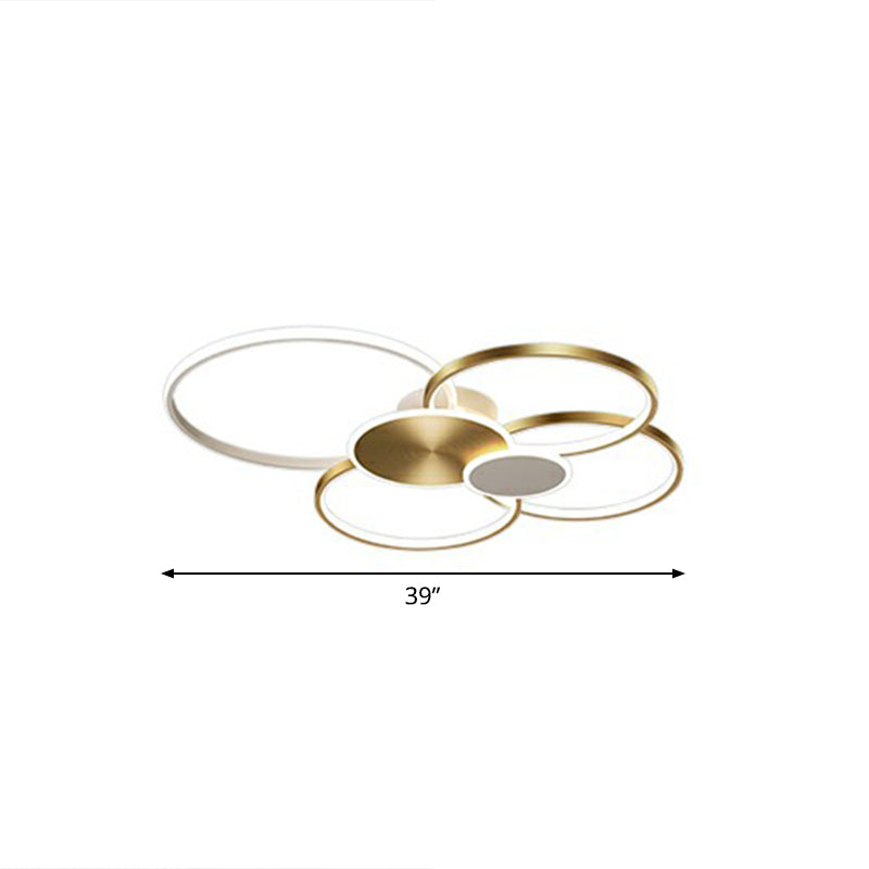 Modern Led Metal Flush Ceiling Light For Living Room - Circular Design Mounted Gold / 39 Remote