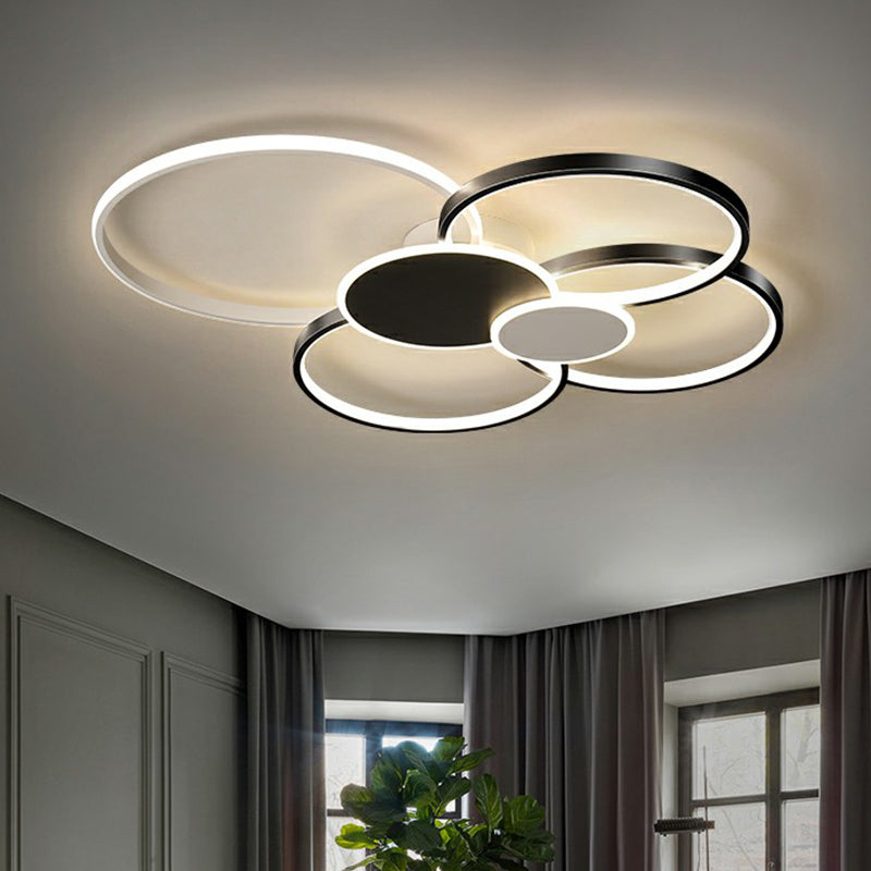 Modern LED Metal Flush Ceiling Light for Living Room - Circular Design, Flush Mounted