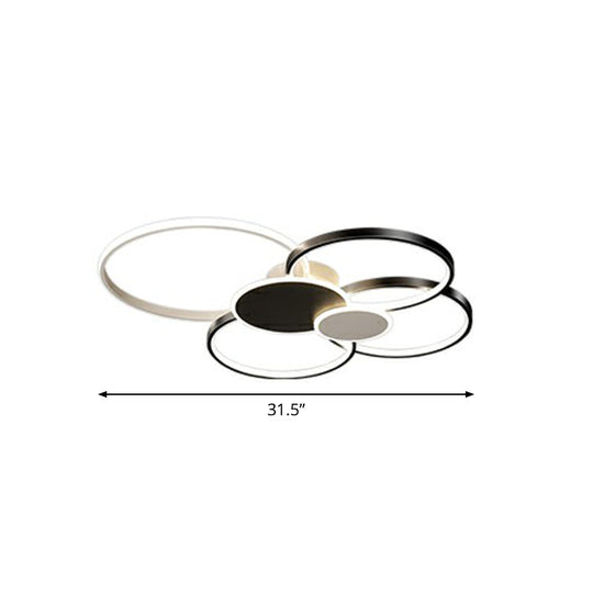 Modern Led Metal Flush Ceiling Light For Living Room - Circular Design Mounted Black / 31.5 Remote