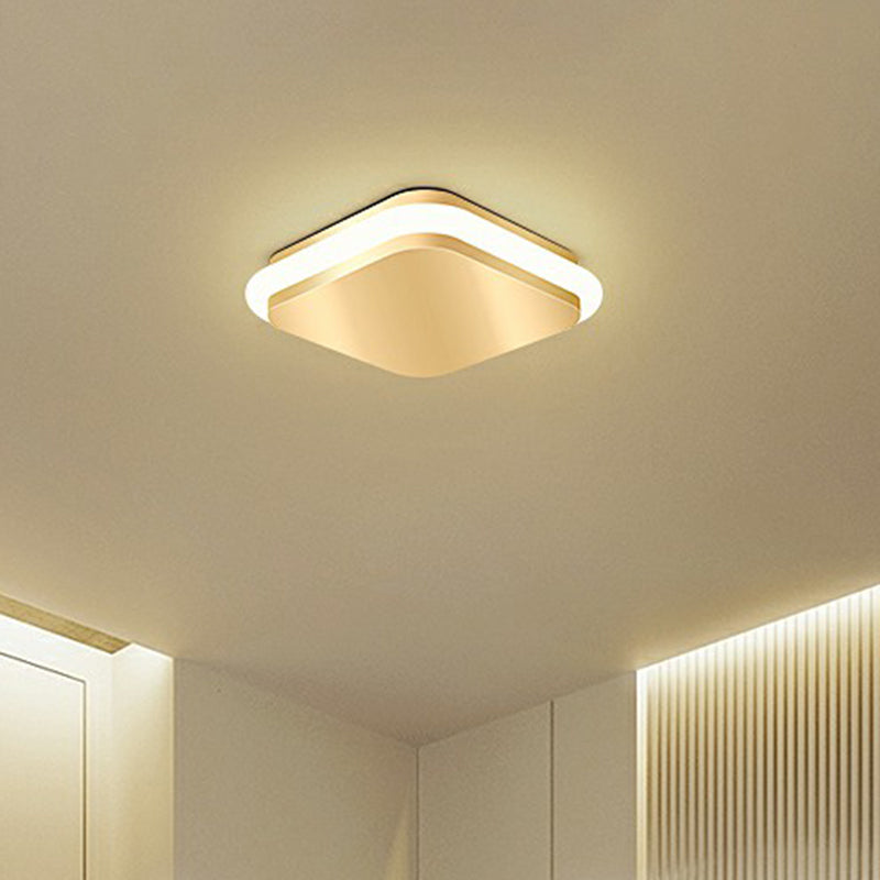 Modern Gold Acrylic LED Ceiling Mount Light - Geometric Foyer Flushmount