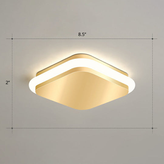 Modern Gold Acrylic LED Ceiling Mount Light - Geometric Foyer Flushmount