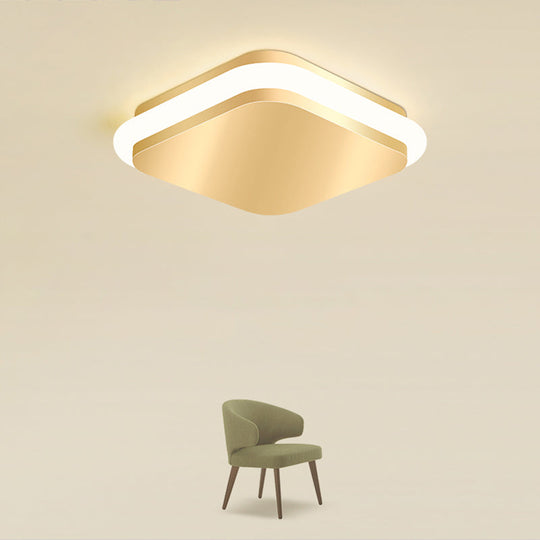 Modern Gold Acrylic LED Ceiling Mount Light - Geometric Foyer Flushmount