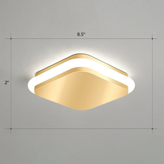 Modern Gold Acrylic LED Ceiling Mount Light - Geometric Foyer Flushmount