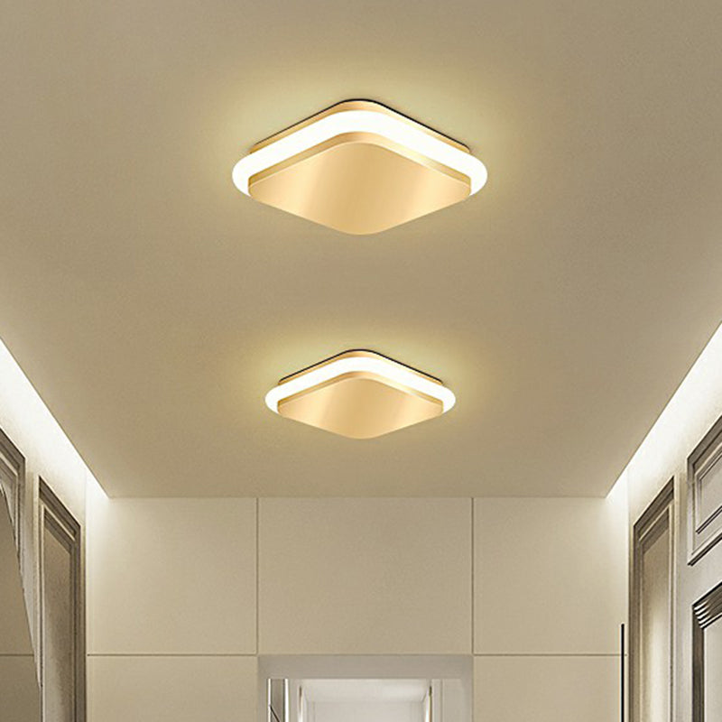 Modern Gold Acrylic LED Ceiling Mount Light - Geometric Foyer Flushmount