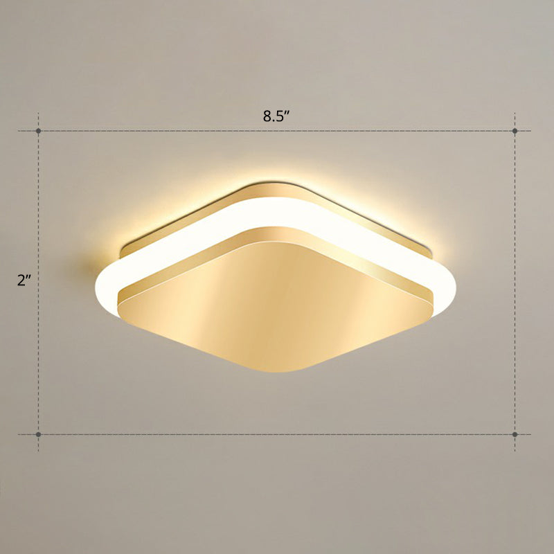 Modern Gold Acrylic LED Ceiling Mount Light - Geometric Foyer Flushmount