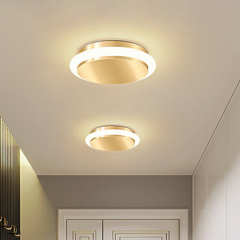 Modern Gold Acrylic LED Ceiling Mount Light - Geometric Foyer Flushmount