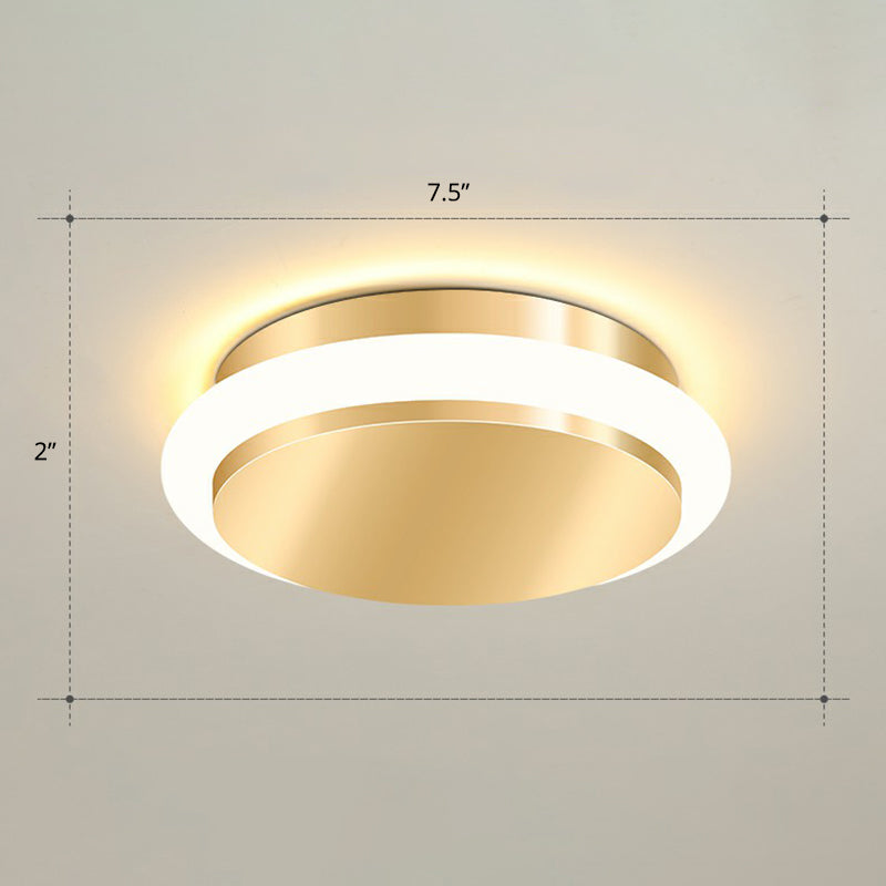 Modern Gold Acrylic Led Ceiling Mount Light - Geometric Foyer Flushmount / Warm Round