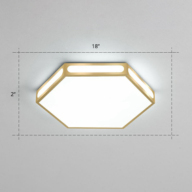 Modern Gold Hexagon LED Flush Mount Ceiling Light for Bedroom