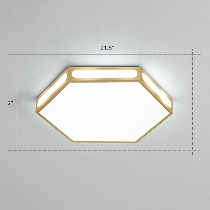 Modern Gold Hexagon Led Flush Mount Ceiling Light For Bedroom / 21.5 White