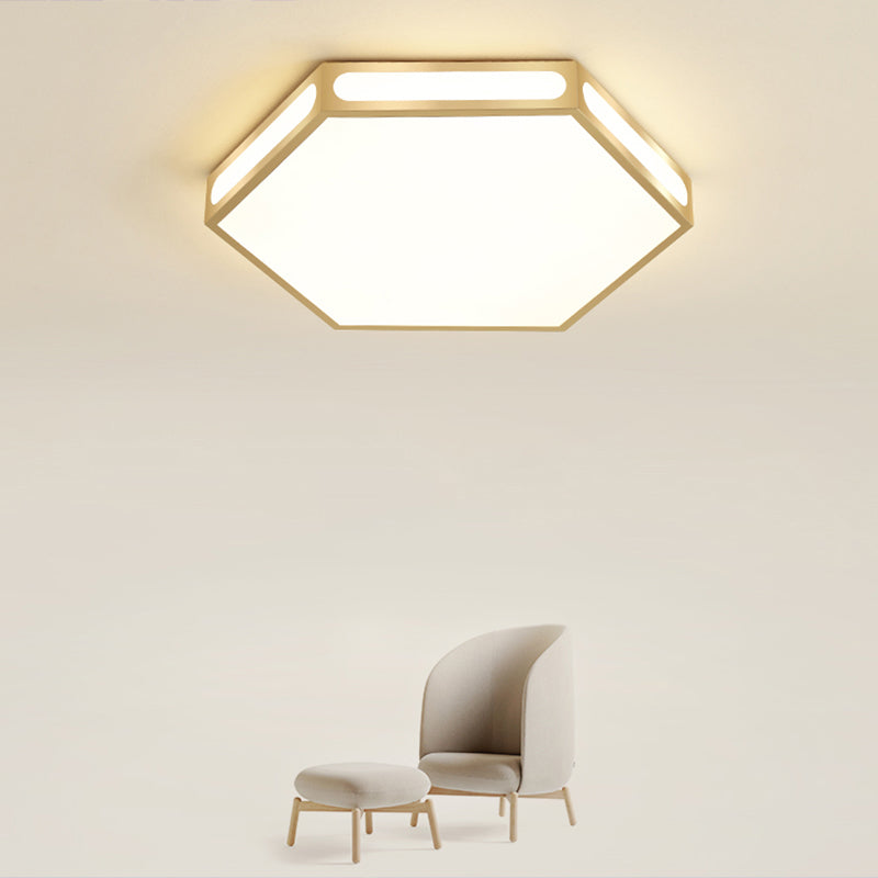 Modern Gold Hexagon LED Flush Mount Ceiling Light for Bedroom