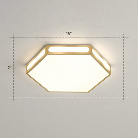 Modern Gold Hexagon LED Flush Mount Ceiling Light for Bedroom