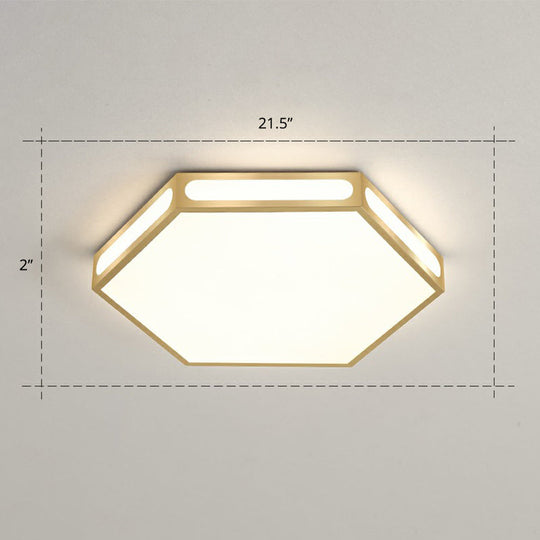 Modern Gold Hexagon LED Flush Mount Ceiling Light for Bedroom