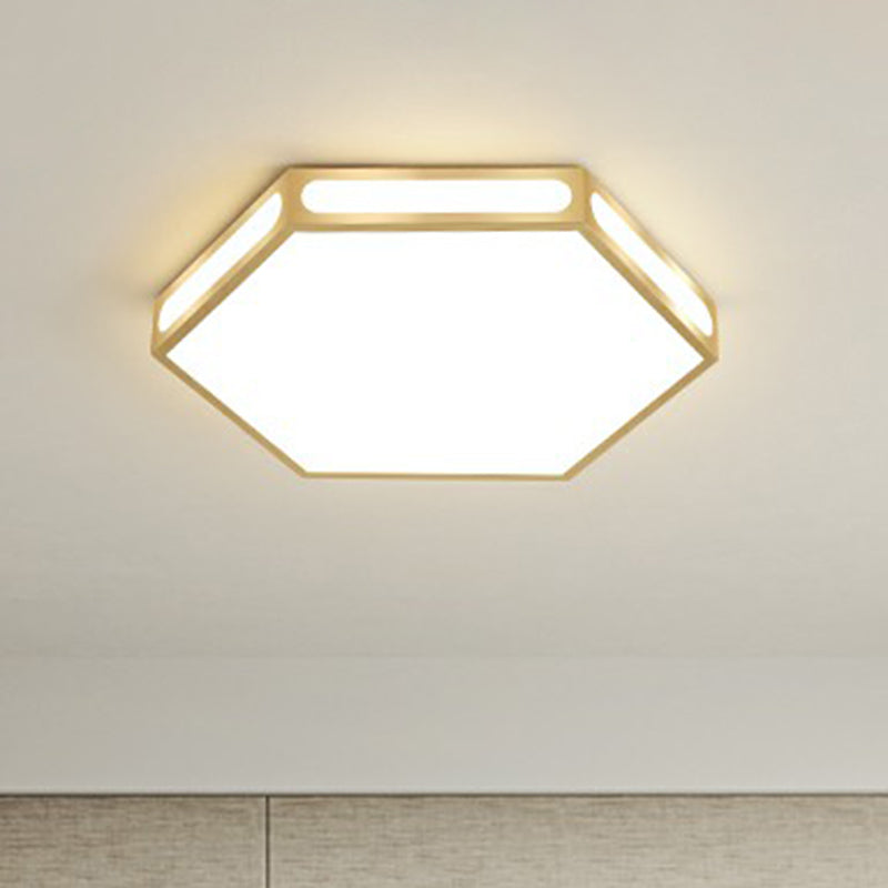 Modern Gold Hexagon LED Flush Mount Ceiling Light for Bedroom