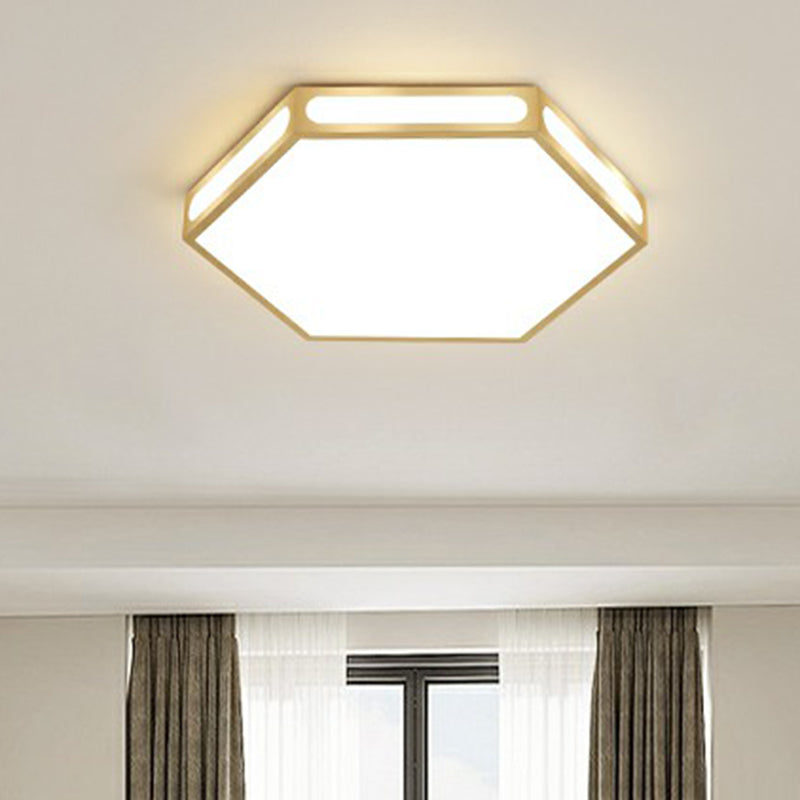 Modern Gold Hexagon LED Flush Mount Ceiling Light for Bedroom