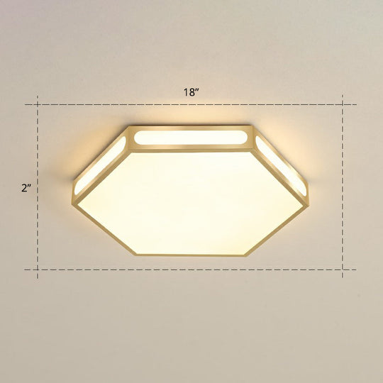 Modern Gold Hexagon LED Flush Mount Ceiling Light for Bedroom