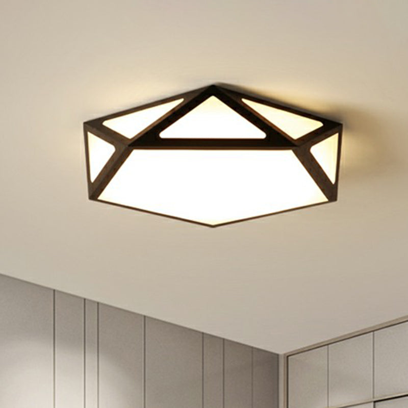 Modern Black Geometric Acrylic Shade Flush Mount Ceiling Light For Bedrooms / Third Gear Polygon