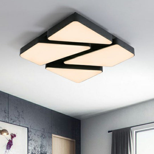 Modern LED Ceiling Light Fixture with Acrylic Diffuser for Bedroom – Nordic Style Square Mount