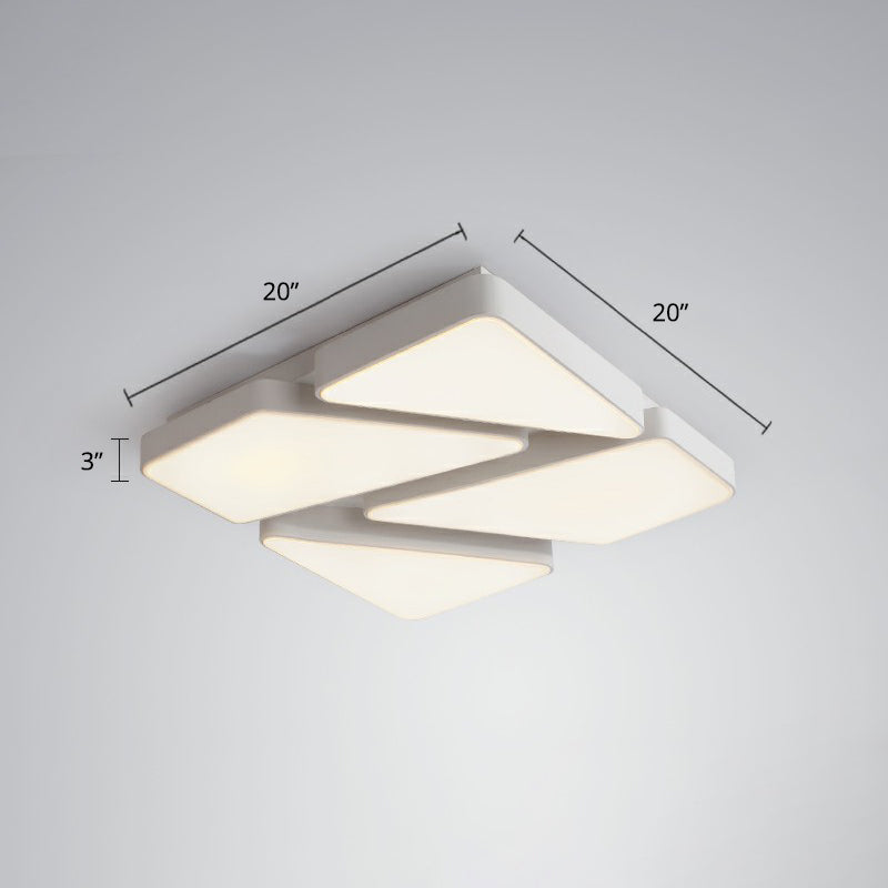 Modern Led Ceiling Light Fixture With Acrylic Diffuser For Bedroom Nordic Style Square Mount White /