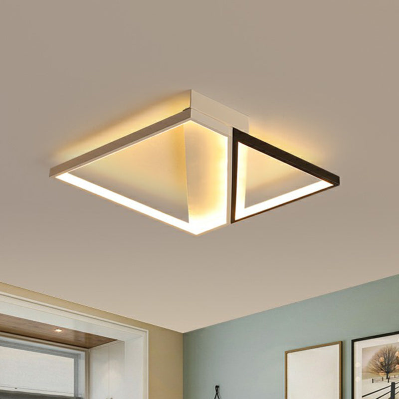 Minimalistic Black and White LED Flushmount Ceiling Light for Bedroom