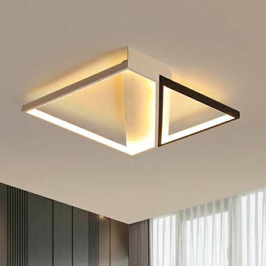 Minimalistic Black and White LED Flushmount Ceiling Light for Bedroom