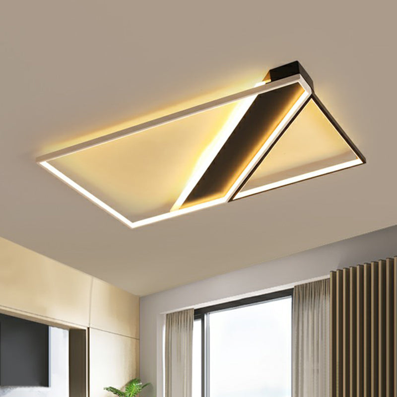 Minimalistic Black and White LED Flushmount Ceiling Light for Bedroom