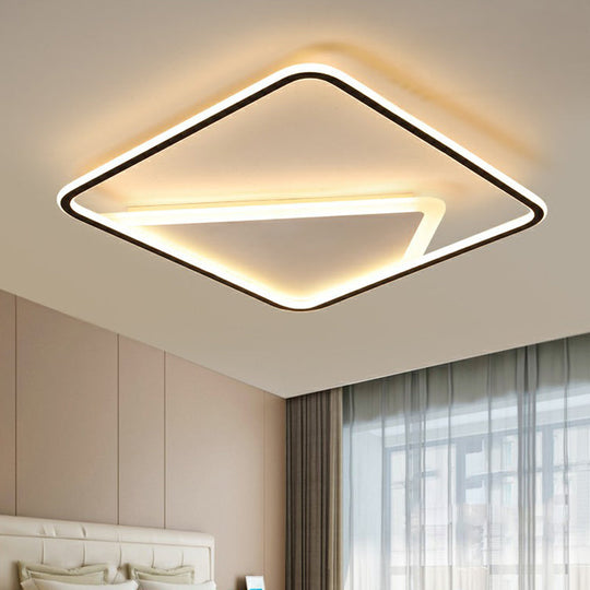 Modern Black Square Flush Mount Light Fixture for Bedroom