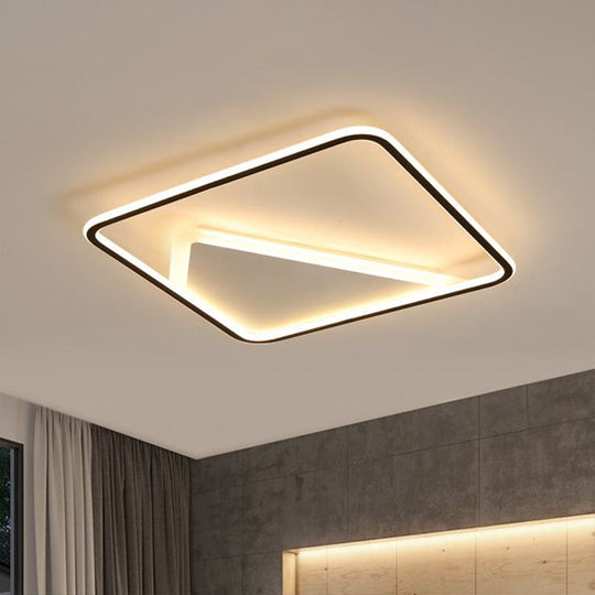 Modern Black Square Flush Mount Light Fixture for Bedroom