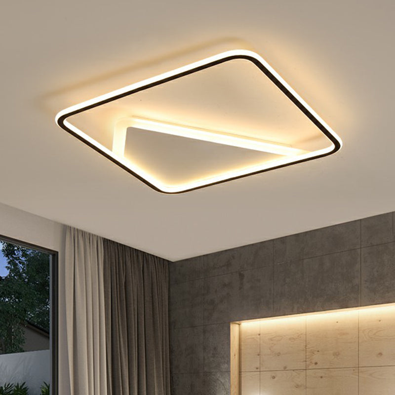 Modern Black Square Flush Mount Light Fixture for Bedroom