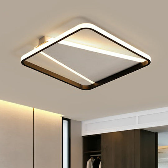 Minimalistic Square Black Acrylic LED Flush Mount Ceiling Light