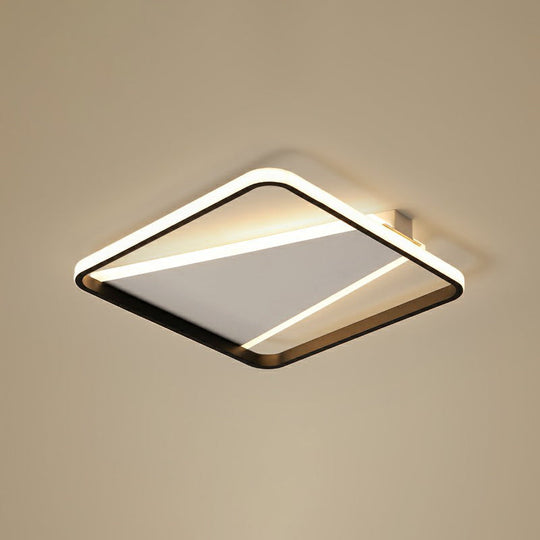 Minimalistic Square Black Acrylic LED Flush Mount Ceiling Light