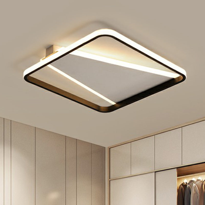 Minimalistic Square Black Acrylic LED Flush Mount Ceiling Light