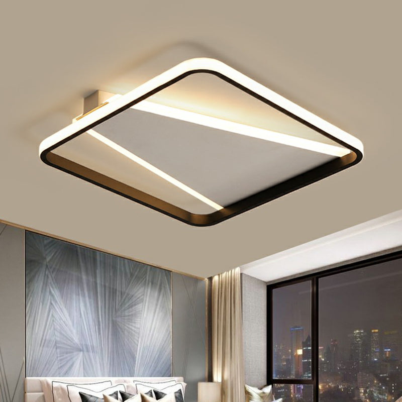 Minimalistic Square Black Acrylic LED Flush Mount Ceiling Light