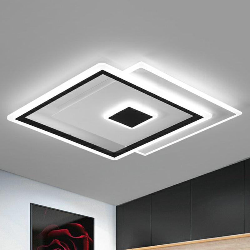 Black Quad LED Bedroom Ceiling Light - Elegant Simplicity