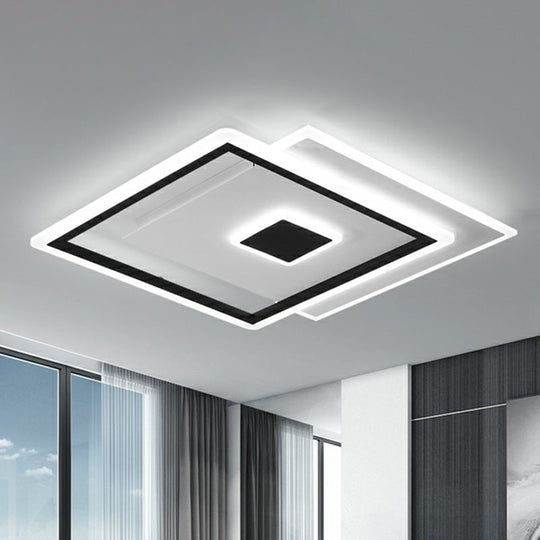 Black Quad LED Bedroom Ceiling Light - Elegant Simplicity