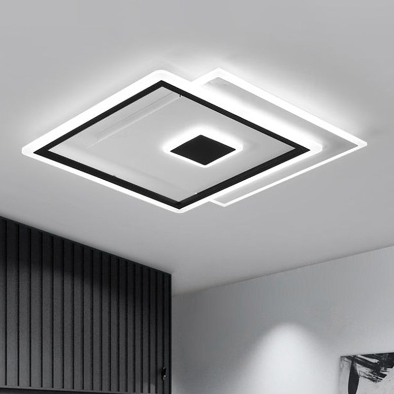 Black Quad LED Bedroom Ceiling Light - Elegant Simplicity