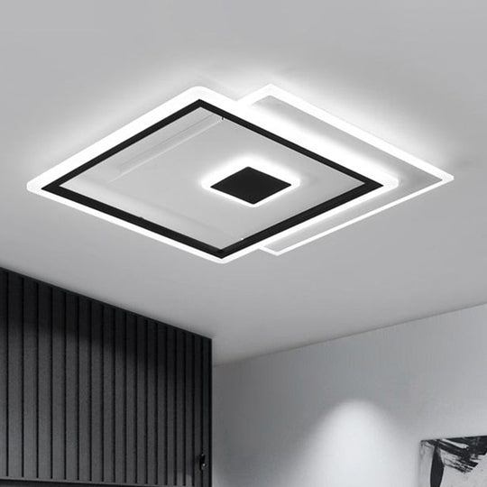 Black Quad LED Bedroom Ceiling Light - Elegant Simplicity