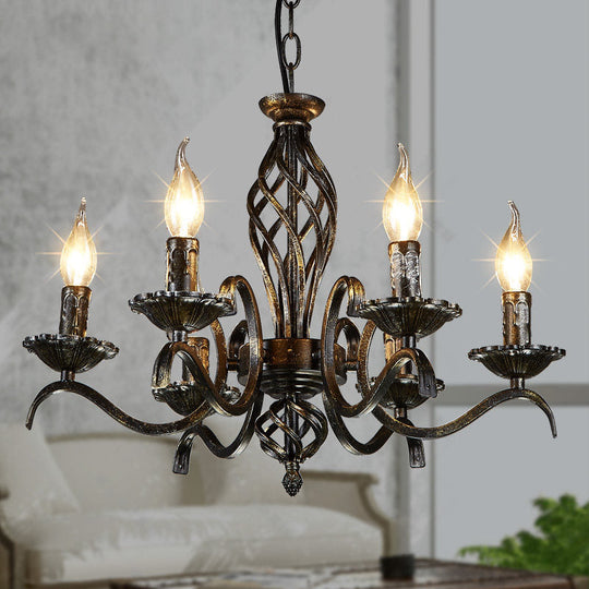 Traditional Metal 6-Bulb Black Chandelier Pendant Light - Ideal For Kitchen Island