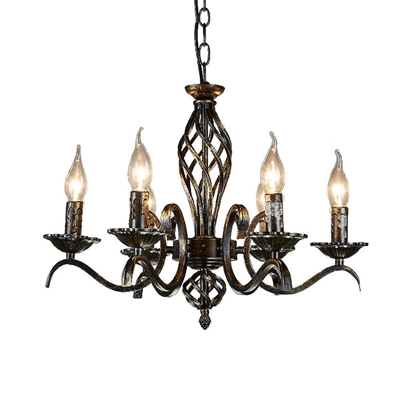 Traditional Metal 6-Bulb Black Chandelier Pendant Light - Ideal For Kitchen Island